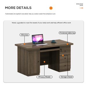 Escritorio de oficina ejecutivo moderno con diseño convertible en forma de I Mesa ejecutiva de estilo tradicional con cajones para oficina - Product Image 6