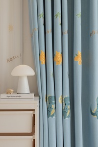 Di alta qualità stile moderno ciniglia cartone animato dinosauro ricamo Design <span class=keywords><strong>tende</strong></span> oscuranti con puro per le camere da letto dei bambini - Product Image 2