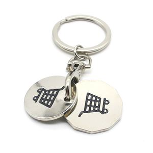 Porte-clés en métal en forme de jeton de chariot de courses, personnalisable avec logo, compatible avec les pièces canadiennes (quart et loonie) - Product Image 5