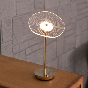 Modern Brass Flower Table Lamp LED Warm White E26 <b>Push</b> <b>Button</b> <b>Switch</b> Decorative Bedroom Light Middle Size Crystal Bell Shade - Product Image 4