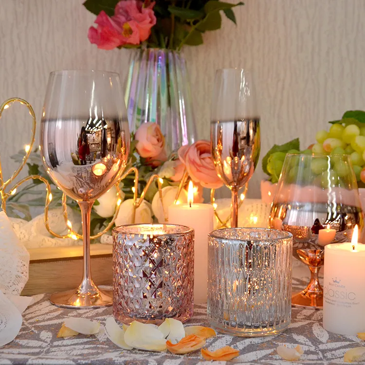 Suporte de velas de vidro, design moderno, preço direto de fábrica, para decoração de casa, festa