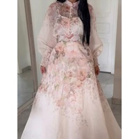 Vêtements islamiques personnalisés Mexizo, Abaya pour femmes, robe musulmane, robe modeste avec imprimé floral et poignets plissés pour les occasions de soirée