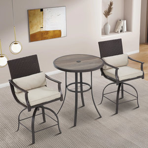 Dwoo hiện đại 3 mảnh ngoài trời Patio đặt sân vườn cao xoay thanh phân bàn tròn thiết lập - Product Image 3