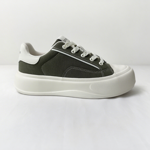 <span class=keywords><strong>Zapatillas</strong></span> de plataforma superior de lona negra a la moda, detalle de <span class=keywords><strong>cordones</strong></span> minimalistas, Base gruesa blanca, zapatos de estilo para caminar diario - Product Image 4