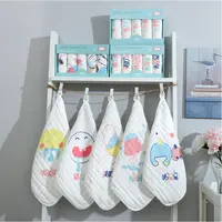 The new 5 pieces set gauze face towel with independent printing of six layers gauze cotton towel baby face towel combination