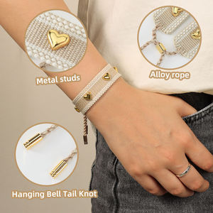 Nuova moda fatta a mano BohemiaTassel corda con rivetto a cuore regolabile braccialetto intrecciato Charm amicizia <span class=keywords><strong>male</strong></span> occhi blu braccialetti - Product Image 2