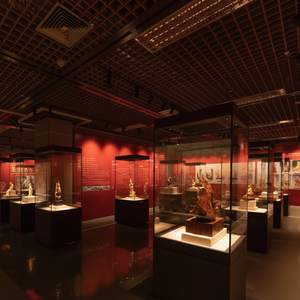 Vitrine en verre de musée à LED personnalisée avec vitrine professionnelle au design antique en bois et serrure écologique - Product Image 1