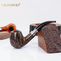 Ensemble de pipe à fumer classique en bois mat portable et réutilisable avec filtre de 9 mm, tige en acrylique et anneau métallique pour hommes