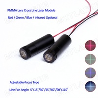 Haut de gamme D12mm focalisable 405nm ~ 980nm ligne/ligne croisée rouge vert bleu IR Module Laser 0.5mW ~ 200mW (angle de ventilateur de ligne 15 ~ 110 degrés)