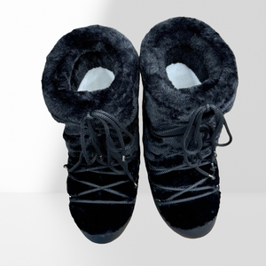 Botas Largas de Invierno para Mujer, Diseño Clásico Retro, Color Negro, Forro de Felpa, Cálidas, Cómodas, Ligeras e Informales - Product Image 2