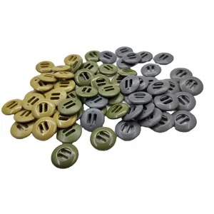 19mm gray-green Khaki 2-eye plastic rectangular hole button ABS Wear webbing buttons for camouflage jackets and pants