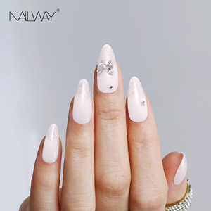 <span class=keywords><strong>Uñas</strong></span> Postizas de Alta Calidad, 24 Piezas, ABS, <span class=keywords><strong>Color</strong></span> Nude Almendra, <span class=keywords><strong>Uñas</strong></span> 3D a Presión, Cobertura Completa <span class=keywords><strong>con</strong></span> Purpurina para Dedos - Product Image 2