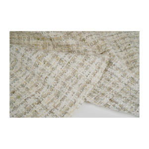 Tissu en tweed fantaisie de qualité supérieure fabriqué en Corée, blanc-pistache-marron, tissage bouclé texturé, tissu textile tissé sur mesure OEM & ODM - Product Image 4