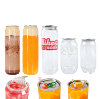 Bouteille ronde en plastique PET transparent pour boissons gazeuses, avec couvercle facile à ouvrir, 250 ml, 330 ml, 500 ml, 650 ml, 720 ml, emballage personnalisé