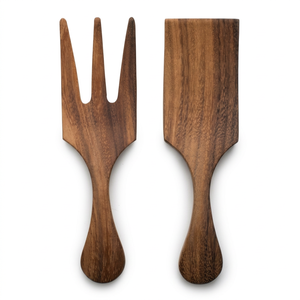 1 Piece Natural Wood Salad Servers <b>Set</b> Handmade Fork and <b>Spatula</b> Eco Friendly Kitchen Utensils SOFIYA CRAFT Dishwasher Safe - Product Image 1