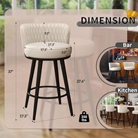Ensemble de tabourets de bar modernes capitonnés et durables, dossier rembourré, repose-pieds, pieds en métal, utilisation en extérieur pour îlot de cuisine, salle à manger