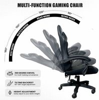 Chaise de bureau gaming exécutive inclinable en cuir noir premium, fonctionnelle et confortable pour adultes
