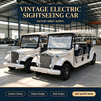 Voiture électrique rétro classique à toit ouvrant avec logo personnalisé, véhicule de transport électrique pour visiteurs, idéal pour les projets touristiques et les services d'accueil