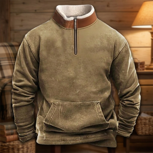 2025 New <b>Men's</b> Casual Loose Fit Quarter Zip <b>Cardigan</b> Sweater European Size Stand Collar Jacquard Design Solid Pattern Winter - Product Image 3