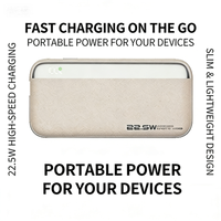 Batterie externe 10000mAh 22.5W PD20W à charge rapide avec écran numérique intelligent, câble USB-C intégré pour les voyages d'affaires