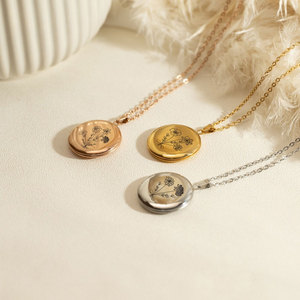 Collier pendentif médaillon personnalisé en acier inoxydable 316L plaqué or 14k 18k pour femmes et hommes, vente en gros - Product Image 4