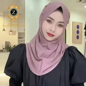 Zaynab, оптовая продажа, хиджаб, Женский хлопчатобумажный трикотаж, мусульманская одежда, малайзийский моментальный хиджаб