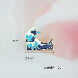 Bleu mer vagues coeur émail broche neige montagne <span class=keywords><strong>Dragon</strong></span> baleine sac coucher de soleil broche océan vague Badge baleine bijoux cadeau pour enfants amis - Product Image 5
