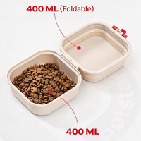 Bol pliable à double compartiment pour animaux de compagnie, plat portable en PP pour nourriture et eau, idéal pour les voyages en extérieur