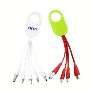 Custom Advertising Logo Fast <b>Charging</b> Cord Nylon Braided Led 4 in 1 Multi Charger <b>Cable</b> <b>USB</b> Portable Keychain Charger <b>Cable</b> - Product Image 4