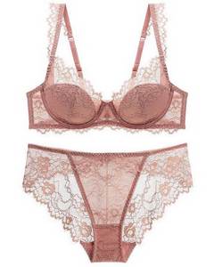 Set <span class=keywords><strong>Reggiseno</strong></span> e Mutandine Floreali in Pizzo a Vita Bassa con Ferretto e Perizoma ZONA da Donna, Imbottitura Leggera <span class=keywords><strong>Minimizer</strong></span>, per Ingrosso e Personalizzazione - Product Image 2