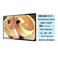 Écran tactile interactif LCD de 43, 49, 55 et 65 pouces pour centre commercial, affichage publicitaire mural pour restaurant