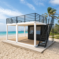 Maison modulaire préfabriquée à deux étages en conteneur de 40 pieds, maison en kit pour hôtel de plage, café, magasin