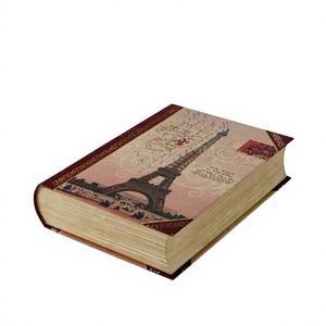 Boîte cadeau personnalisée <span class=keywords><strong>Dr</strong></span>. Box, motif Paris vintage, en forme de livre, boîte de rangement creuse en forme de livre, en carton gris et papier artistique, pour bijoux et décoration intérieure - Product Image 1