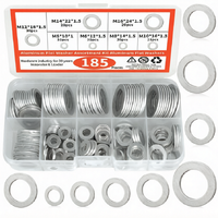 185PCS Aluminum Flat Washer Assortment Kit Aluminum Alloy Washers Set with Plastic Organizer Box Wholesale