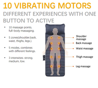 Emoka CE-Zertifizierte 1-Jahres-Garantie Elektrische Shiatsu Luftpolster-Massagematte Ganzkörper-Wärme-Vibrations-Matratze mit Verstellbarem Kissen