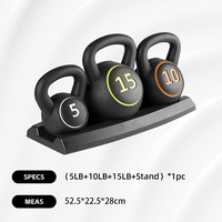 Ensemble de kettlebells en ciment de haute qualité, légers et portables, pour la compétition, 3 pièces, avec support, 5LB 10LB 15LB, pour la musculation à domicile