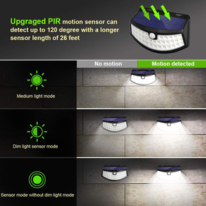 Applique murale extérieure à interaction solaire à 48 led avec capteur de mouvement grand angle IP65 étanche pour <span class=keywords><strong>garage</strong></span>, jardin, patio, cour - Product Image 5