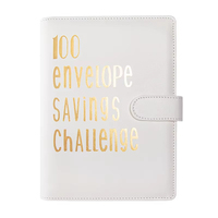 Organiseur de budget A5 en cuir, carnet de notes format papier, avec défi d'épargne 100 enveloppes et classeur Toploader pour la gestion de l'argent