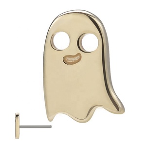 14KT ใหม่ giometal ผีด้านบนสีเหลืองทองเจาะ earringstragus จมูกเครื่องประดับ Threadless หรือเกลียว - Product Image 5