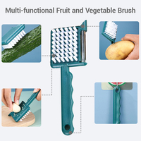 Produits tendance 2026 Nouveautés Gadget Brosse de nettoyage manuelle multifonction 4 en 1 en plastique pour légumes et pommes de terre avec éplucheur