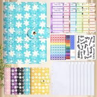 Carnet de budget A6 à feuilles mobiles, carnet de notes Macaron, suivi des dépenses, motif floral, poches zippées détachables