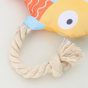 Jouet à tirer pour chien en corde de coton couineur - Poisson simulé à mâcher pour l'auto-entretenement - Fourniture durable pour animaux de compagnie - Product Image 6