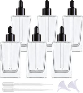 Flat square Rectangle Luxury 15ml 30ml 50ml 100ml Glass Dropper <b>Bottles</b> with Crystal clear Collar for Serum Essential Oil - Product Image 1