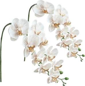 Orquídea Artificial de Alta Calidad con 8 Cabezas, Tacto Realista, Látex Blanco, Decoración de Lujo para Bodas - Product Image 1