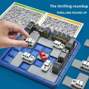 Jeu de société de table transfrontalier en plastique pour enfants et parents, avec éléments de jeu de dribble de dinosaures, de jeu de rôle policier et voleur, et de bataille d'encerclement sur île - Product Image 2