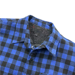 Chemise-veste unisexe bleu et noir à <span class=keywords><strong>carreaux</strong></span>, doublée polaire, à manches longues, boutonnée, style chemise à <span class=keywords><strong>carreaux</strong></span>, avec poche poitrine, écologique - Product Image 2