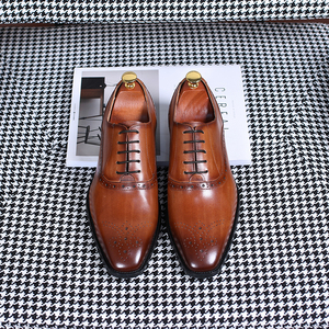 Zapatos Oxford Brogue para <span class=keywords><strong>Hombre</strong></span>, Pulidos a Mano, de Cuero de Grano Completo Premium, con Medallón, Zapatos de Vestir con Pátina Italiana, Formales para <span class=keywords><strong>Boda</strong></span> - Product Image 1