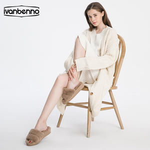 Chaussons d'extérieur antidérapants en fourrure de renard colorée et moelleuse pour femmes, doublure en cuir, fourrure de renard véritable, pour les fêtes - Product Image 2