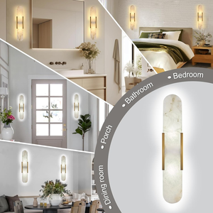 Alabaster <strong>Wall</strong> Sconce Natural Marble <strong>Wall</strong> <strong>Light</strong>, <strong>Gold</strong> Modern Alabaster Sconces <strong>Wall</strong> Mount for Dining Room, Living Room - Product Image 2