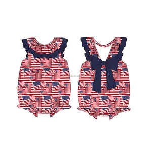 2024 été bébé filles tenues enfants drapeau coton robe filles à volants boutique 4 juillet fille robe